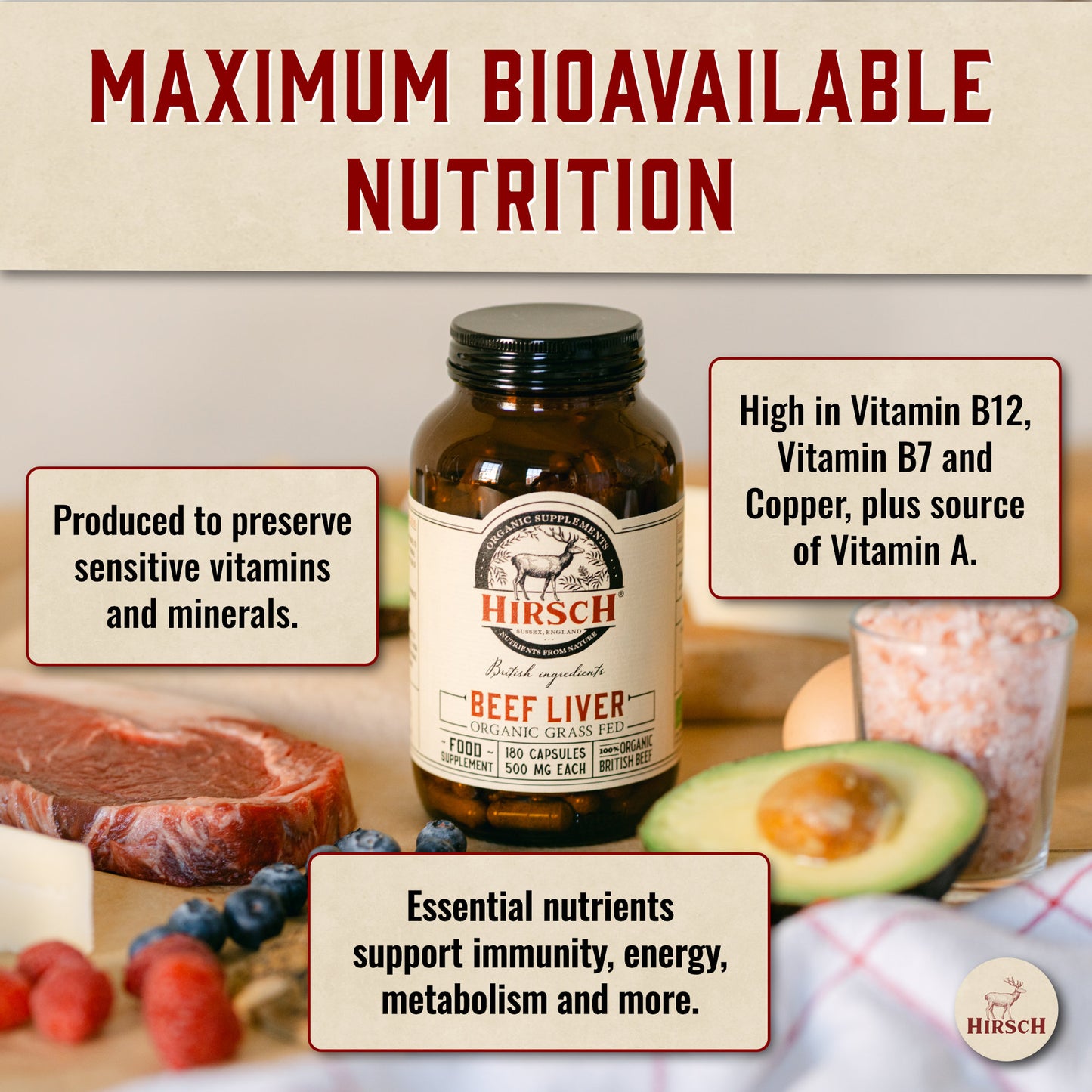 Hirsch PrimeOrgan™ Organic Grass Fed Beef Liver Supplement