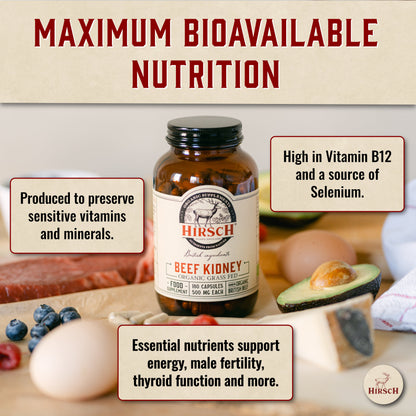 Hirsch PrimeOrgan™ Organic Grass Fed Beef Kidney Supplement