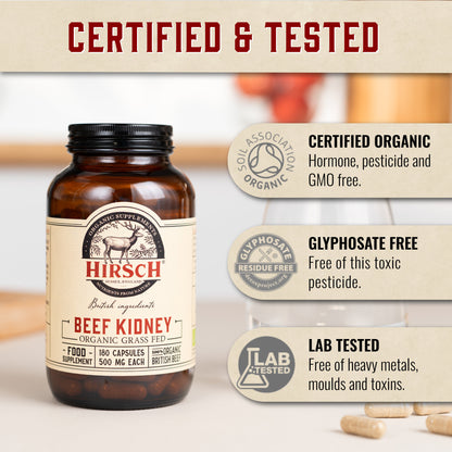 Hirsch PrimeOrgan™ Organic Grass Fed Beef Kidney Supplement