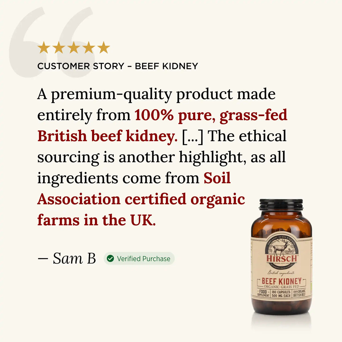 Hirsch PrimeOrgan Organic Grass Fed Beef Kidney Supplement