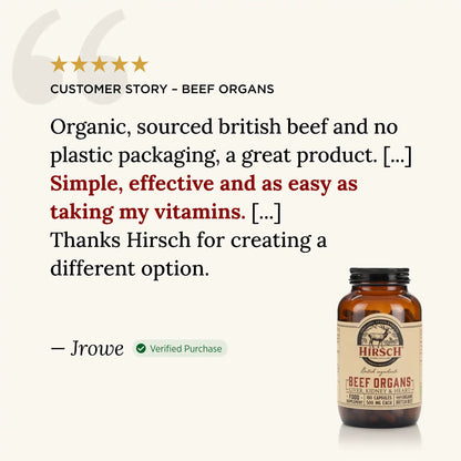 Hirsch PrimeOrgan Organic Grass Fed Beef Organs Supplement (Liver, Kidney & Heart)